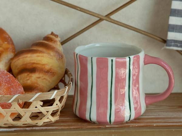 Vibrant Striped Ceramic Coffee Mug - Unique Red Design, 12oz, Microwave & Dishwasher Safe, Perfect for Daily Brews tea or coffee