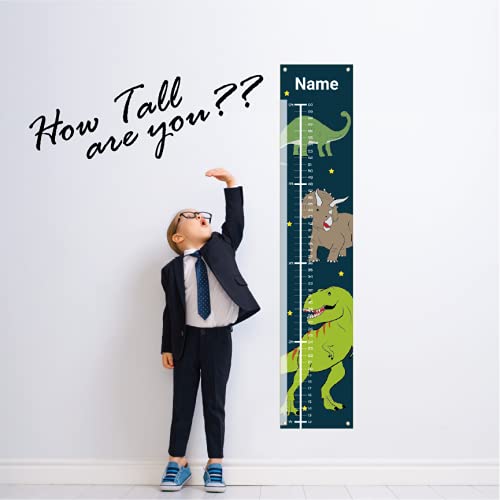 Personalized Kids Canvas Growth Chart, Kids Height Chart, Growth Chart Banner, Dinosaur Theme