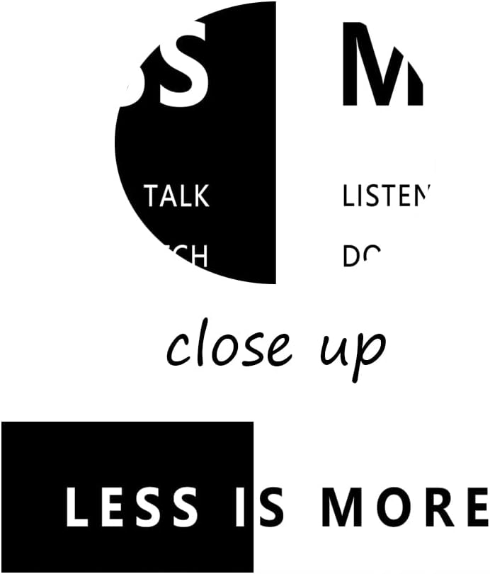 Less is More Motivational Print Wall Art for Office Black and White Inspirational Poster Inspiring Picture Painting Modern Artwork for Home Bedroom Living Room Office Decor Frame[18''W X 24''H]