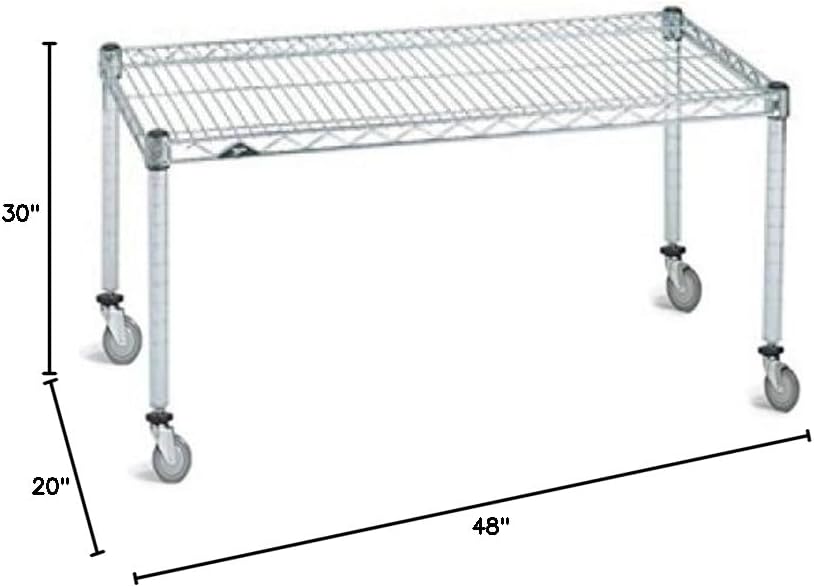 Omega Products Corporation 30" Deep x 48" Wide x 20" High Chrome Mobile Dunnage Rack