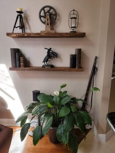 joelsantiques Floating Shelf, Wood Wall Shelf, Natural Wooden Home Decor for Bathroom Kitchen Bedroom, Hanging Mounted Invisible Bracket (Medium Brown, 7" Deep x 36" Wide)