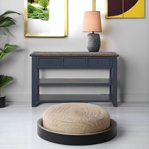 Solid Wood Console Table Sofa Table with Storage Drawers and Bottom Shelf Entryway Table for Entry Hallway Foyer Sofa Couch Table Fully Assembled (48.8" Blue)