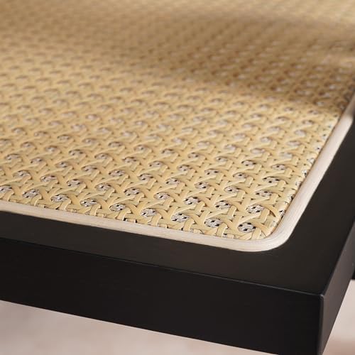 Rattan Dining Chairs Set of 2, Kitchen Chairs Cane for Dining Room, Black