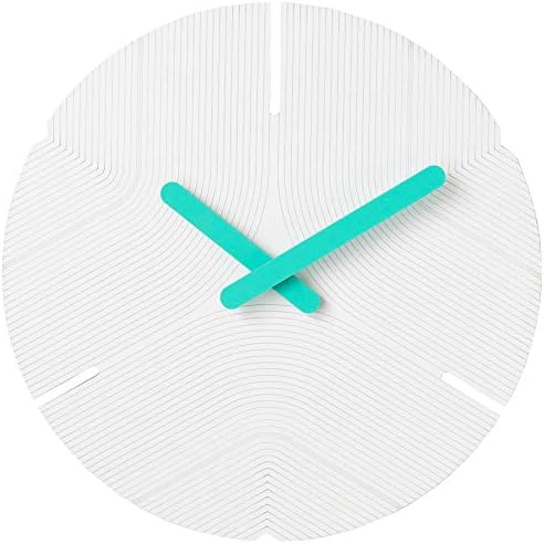Stephanie Imports Modern Minimalist Hiding White & Teal Green Silent Wall Clock
