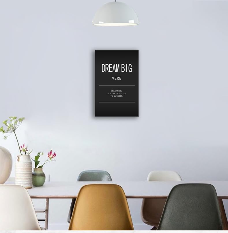Motivational Canvas Wall Art Inspirational Dream Big Verb Posters Painting Quotes Wall Decor Office Wall Art Pictures Wall Decor Positive Affirmations Home Living Room Framed[12" W X 18" H]