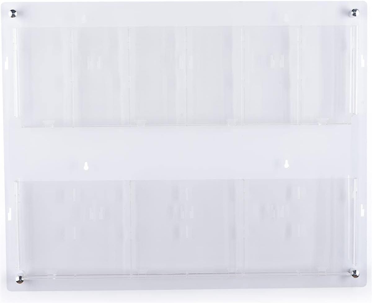 Displays2go 2-Tiered Acrylic Literature Wall Rack, Adjustable, Fits Brochures and Magazines - Clear (2RP6CLR)
