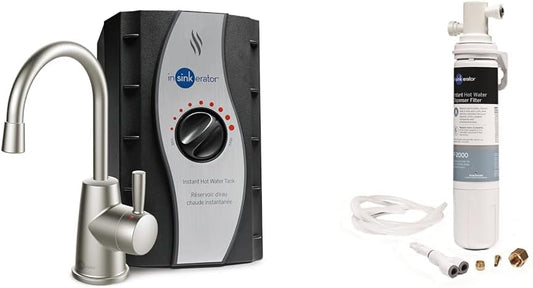 InSinkErator HOT250 Instant Hot Water Dispenser System, Single-Handle Faucet & F-2000S Premium Under Sink Water Filtration System for Instant Hot and Cold Water Dispenser System