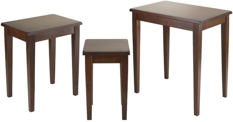 Pemberly Row 3-Piece Transitional Solid Wood Nesting Tables in Antique Walnut
