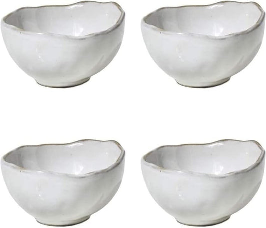 Serene Spaces Living Set of 4 Extra Small Free-Form Edge Glazed Ceramic Bowl, Centerpiece for Vintage Weddings, Events, Home Décor, Measures 4" Diameter, 2.25" Tall