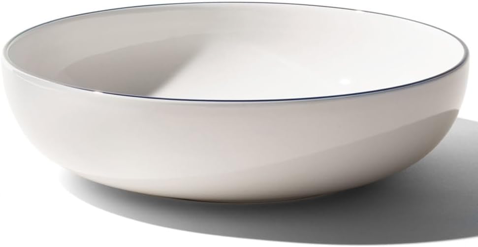 Made In Cookware - Serving Bowl - White With Navy Rim - Porcelain - Crafted in England