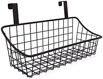 Wire Storage Basket No Drilling Wall Hanging Baskets with Adhesive for Kitchen, Bathroom, Bedroom Storage 2 Pack Black