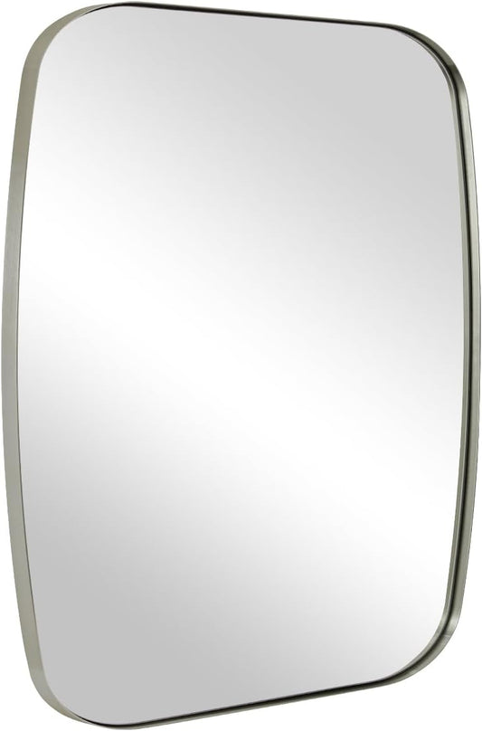 ANDY STAR Brushed Nickel Oblong Mirror, 36x40 Inch Brushed Nickel Oval Mirror for Bathroom with Stainless Steel Metal Frame, Wall Mouned for Bathroom, Living Room, Entryway