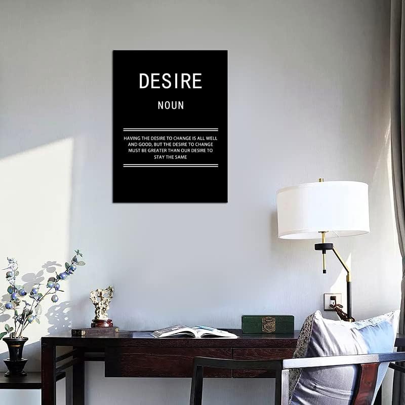 WYJZDZQ8 Desire Noun Motivational Posters Inspirational Wall Art Picture Prints on Canvas Modern Home Decor Painting Artwork for Living Room Office Stretched and Framed Ready to Hang [18''W x 24''H]