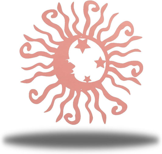 Riverside Designs Wacky Solar Moon Metal Wall Art Steel Outdoor Decor | Heavy-Duty and Waterproof | Made in USA (Pink, 18L x 18W)