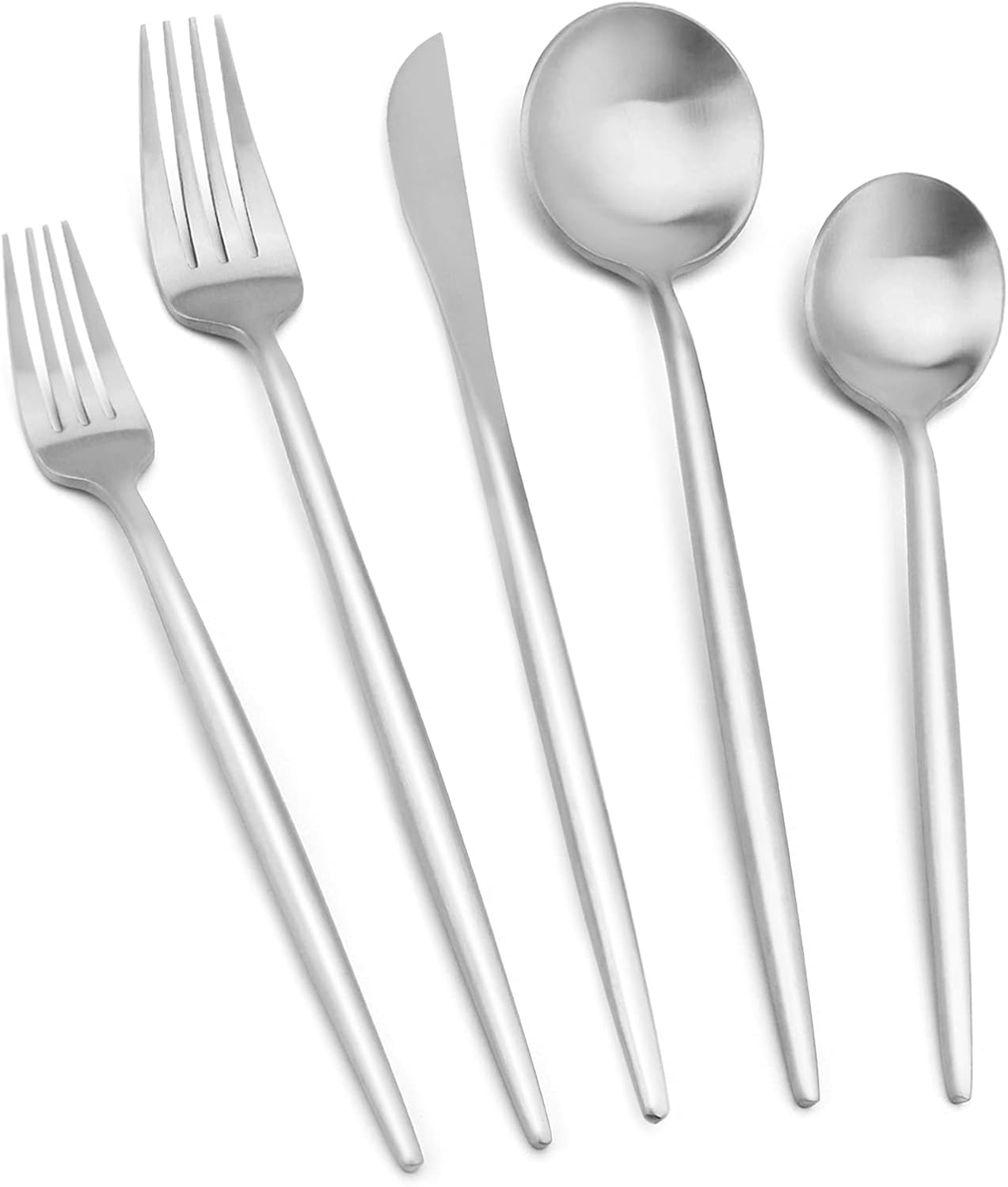 Matte Silverware Set, Vanys 20 Piece Stainless Steel Cutlery Flatware Set, Kitchen Utensil Sets for 4, Tableware With Knife Spoons And Forks Set, Satin Finished Polished