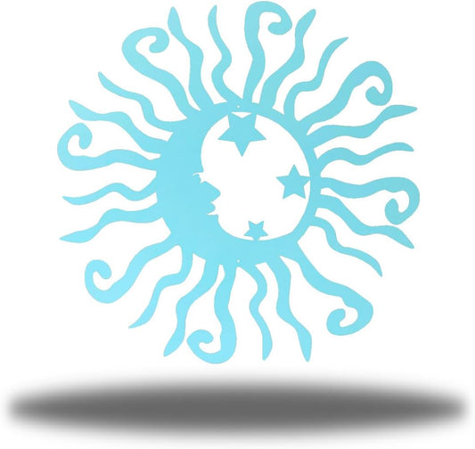 Riverside Designs Wacky Solar Moon Metal Wall Art Steel Outdoor Decor | Heavy-Duty and Waterproof | Made in USA (Sea Foam, 18L x 18W)