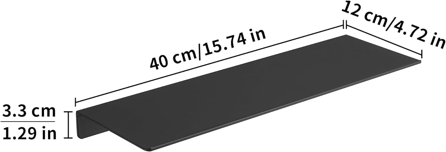 JOOM Metal Wall Shelf, Black Floating Shelf, Small Bathroom Shelf, 16" Display Shelves for Wall Storage (Black, 16 in)