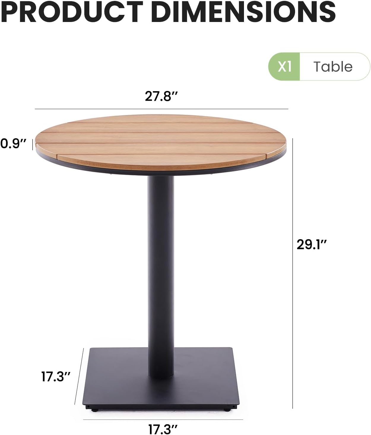 Soohow Patio Furniture Table, Outdoor Dining Set of Patio Table, Plastic Wooden Top Outdoor Furniture Table for Lawn, Deck, Backyard, Poolside