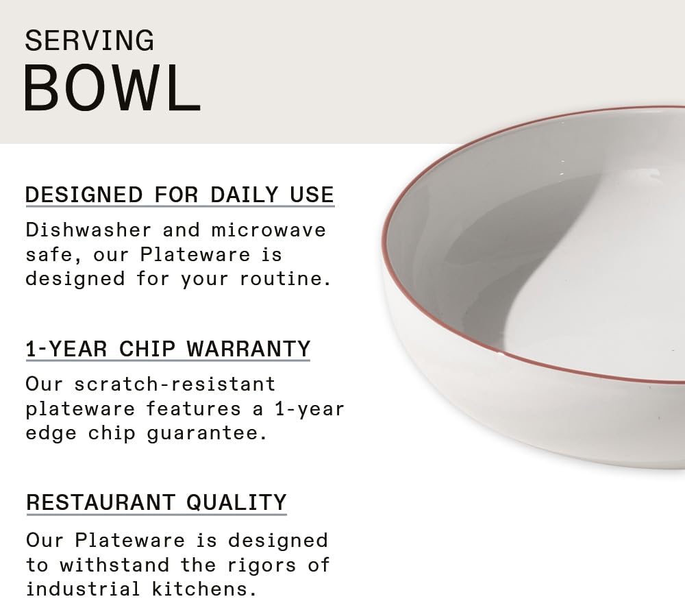 Made In Cookware - Serving Bowl - White With Red Rim - Porcelain England