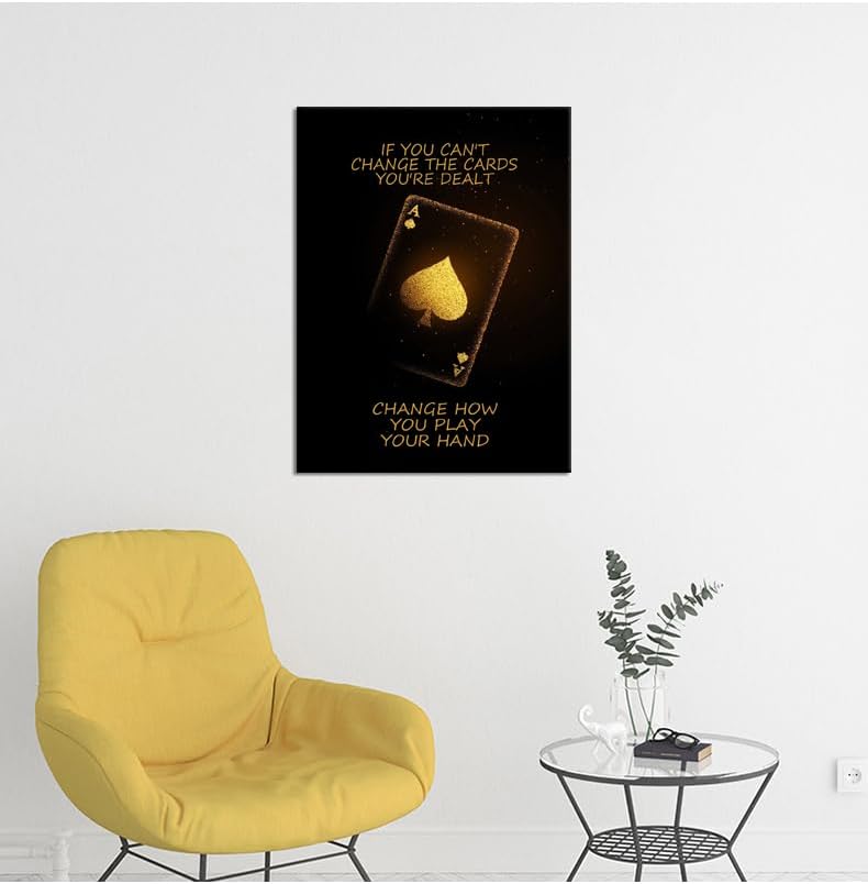 Poker Motivational Poster Ace of Spades Game Inspirational Wall Art Quotes Wall Decor for Living Room Bedroom Office Bathroom Canvas Print Artwork Framed Art Decoration Ready to Hang [18''Wx 24''H]
