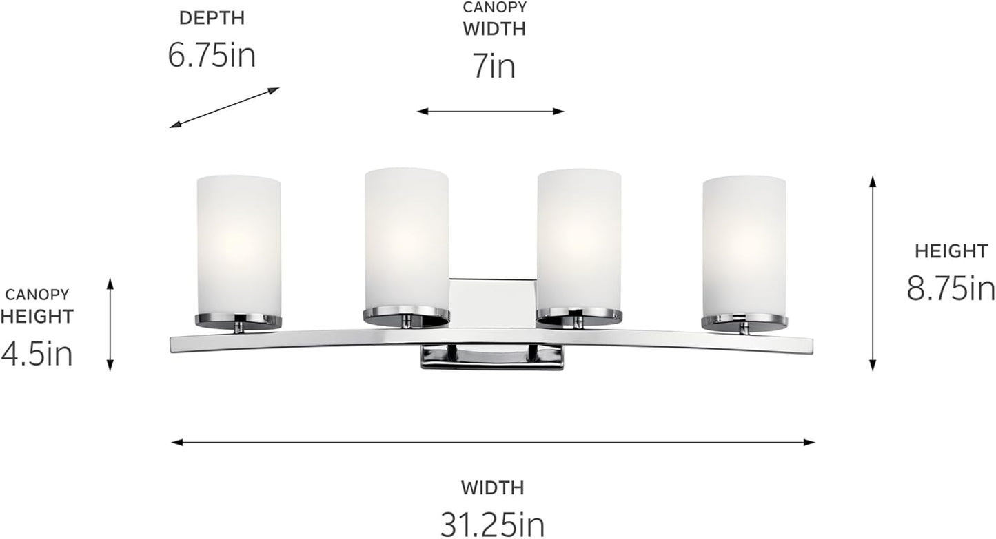 Kichler Crosby 31" 4 Light Vanity Light Satin Etched Cased Opal Chrome