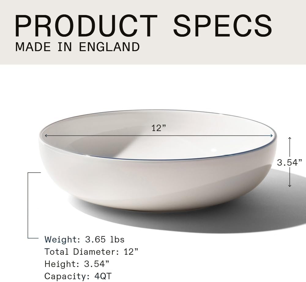 Made In Cookware - Serving Bowl - White With Navy Rim - Porcelain - Crafted in England