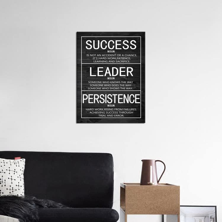 Motivational Poster Success Leader Persistence Inspirational Wall Art Inspiration Canvas Prints Artwork for Living Room Modern Home Decor Painting Stretched and Framed Ready to Hang [18''Wx 24''H]