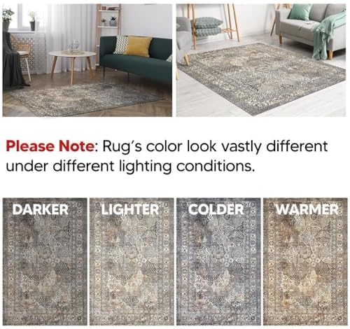 Keen Home Design 3x5 Rug - Machine Washable Entry Rug with Non-Slip Backing, Ideal for Enteryway, Kitchen, Bathroom, Laundry Room - Vintage, Easy Clean, Durable, Low Pile Rug - (3' x 5')