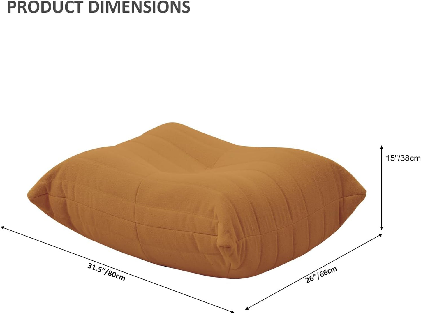 Luxury Ottomans, Modern Square Foot Rest for Sofa Couch Chair, Lazy Floor Seating, Fireside Bean Bag Chair, Tatami Sofa Lounger for Living Room, Bedroom, Office, Brown