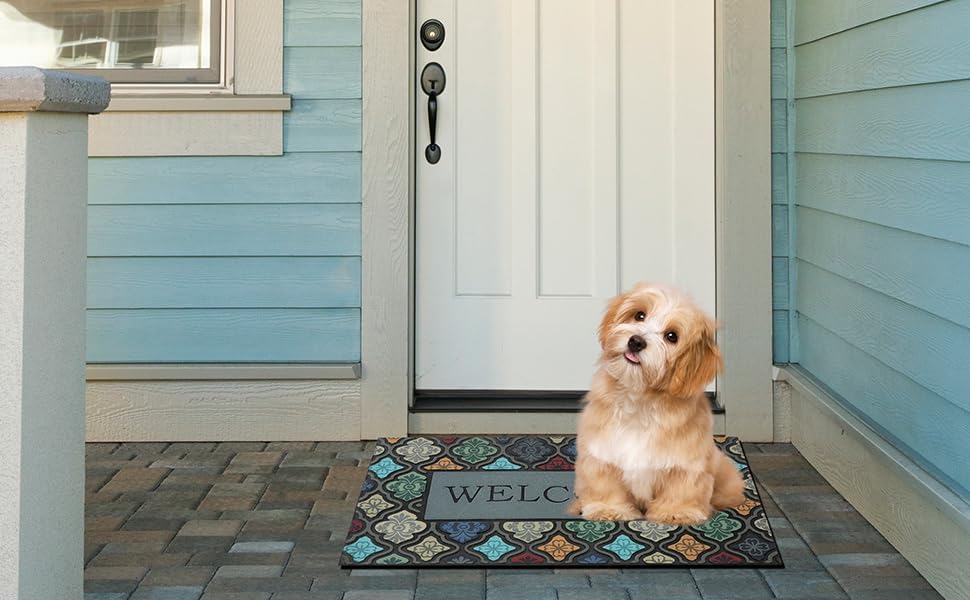 Durable Heavy Duty Front Door Mat - 24"x36" Large Outdoor Welcome Mat Non-Slip Rubber Entrance Door Mat Apply to Home High Traffic Area,Porch, Patio, Farmhouse，Entryway Floor Mats
