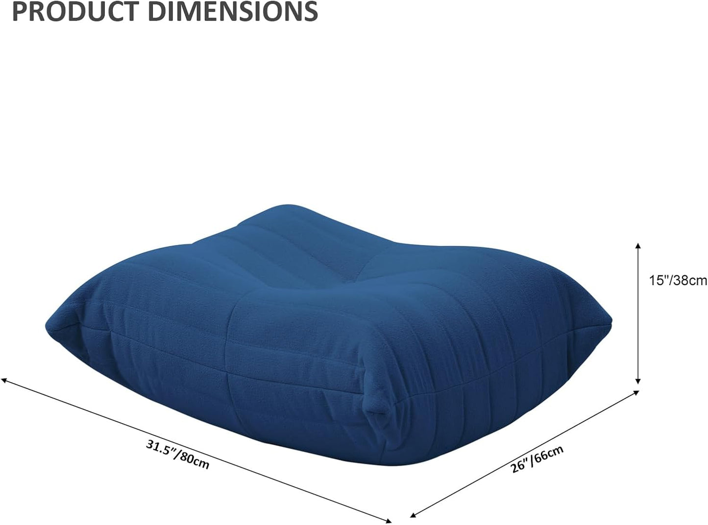 Luxury Ottomans, Modern Square Foot Rest for Sofa Couch Chair, Lazy Floor Seating, Fireside Bean Bag Chair, Tatami Sofa Lounger for Living Room, Bedroom, Office, Black