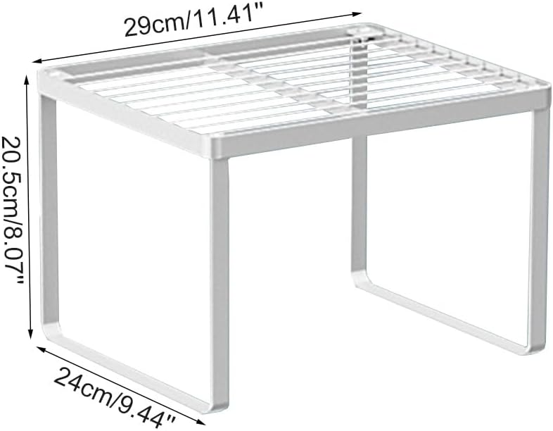 Kitchen Cabinet Storage Shelf Stackable Wire Spice Rack Organizer Heavy Duty Space Saver for Bathroom Bedroom Closet Laundry Room Office Countertop - White, Pack 1