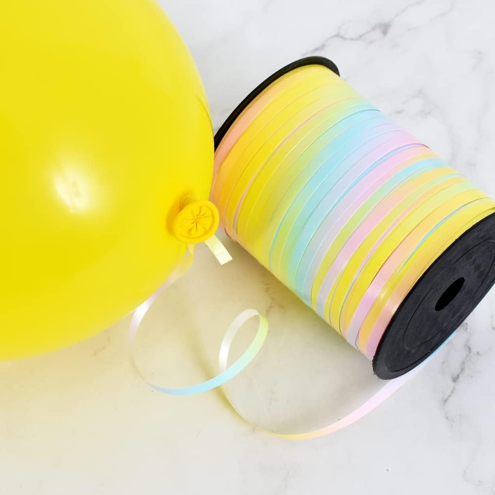 BEISHIDA 500 Yards Rainbow Curling Ribbon Pastel Balloon String, Light Color Balloon Ribbon for Crafts Colorful Crimped Curling Ribbon for Gift Wrapping Party Art Florist Flowers Decoration Supplies