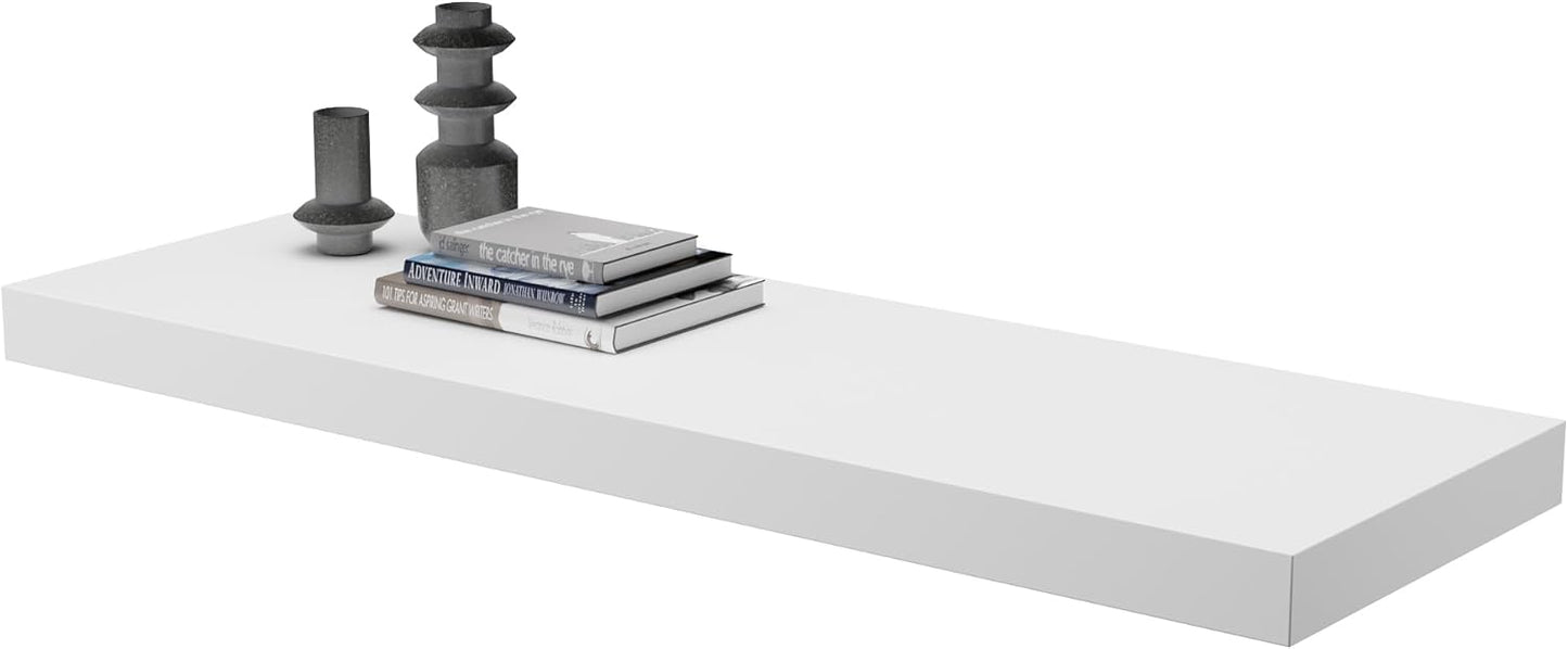 Large Floating Shelves for Wall Set of 1 Wooden Wall Shelves 36 in x 12.75 in x 2 in Room Decor Long Shelf with Invisible Wall Mount Bracket for Bedroom Kitchen Living Room White