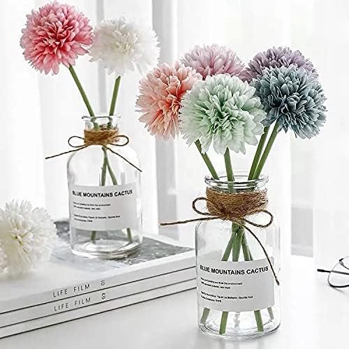 Kimura's Cabin 20Pcs Fake Mums Flowers Artificial Silk Chrysanthemum Ball Flower for Wedding Party Home Kitchen Table Core DIY Decoration Bouquets (Dark Blue)