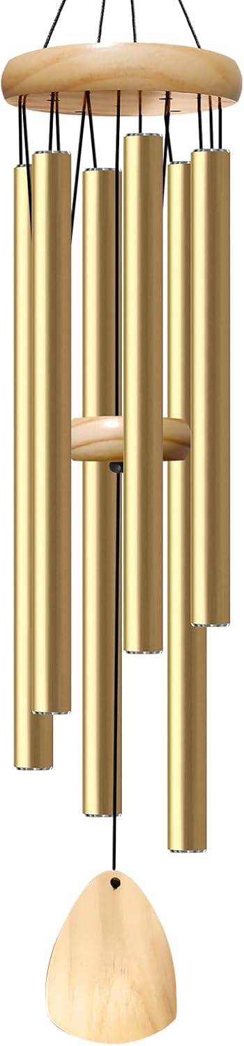 Large Aluminium Wind Chimes 37 Inches to Create a Zen Atmosphere Suitable for Outdoor, Garden, Patio Decoration. Classic Wind Chimes with Wind Catcher as a Gift for Unisex(Light Golden)