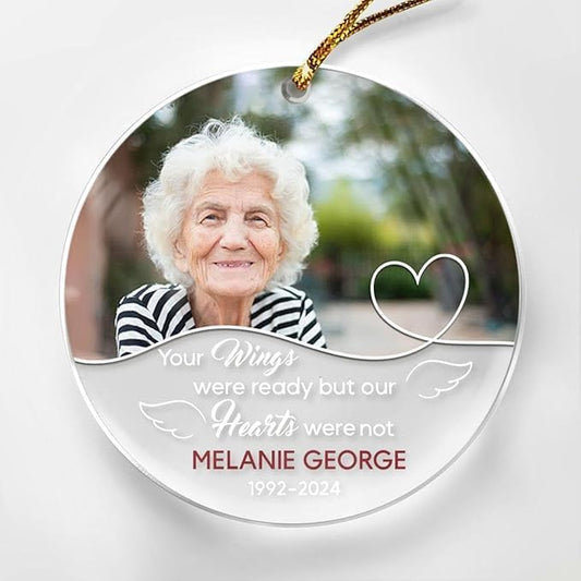Personalized Memorial Grandma Christmas Custom Photo Acrylic Ornament 2024 for Christmas in Heaven Remembrance Grandma Sympathy Gift