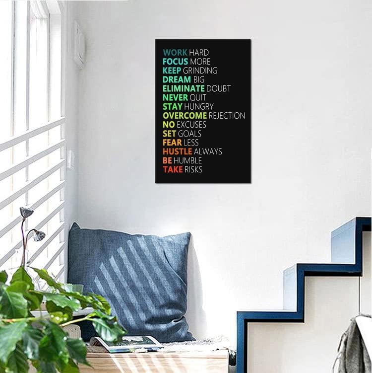 WYJZDZQ8 Inspirational Poster Motivational Canvas Wall Art Motivation Canvas Prints Artwork for Living Room Office Gym Modern Home Decor Painting Stretched and Framed Ready to Hang [12''Wx 18''H]