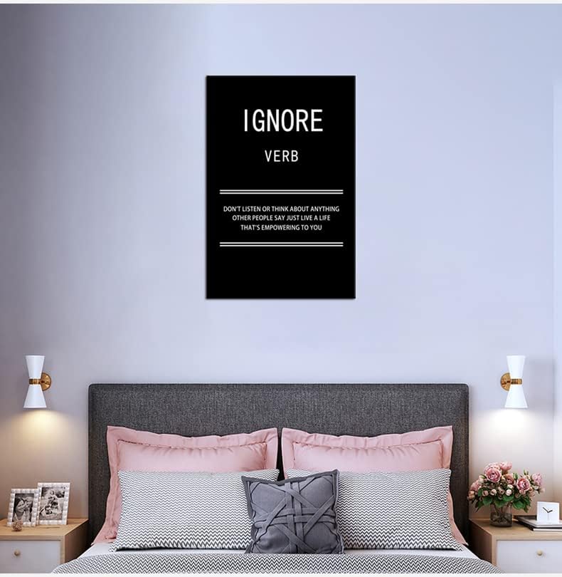 WYJZDZQ8 Motivational Wall Art for Office Ignore Verb Inspirational Canvas Poster Picture Painting Modern Inspiring Positive Artwork for Home Living Room Bedroom Decor Ready to Hang [24''W x 36''H]