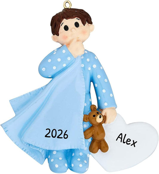 Personalized 2nd Christmas Boy Tree Ornament 2024 - Baby Child Hold Heart Second - Free Customization