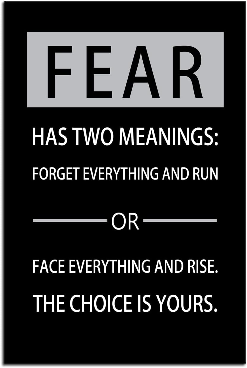 Fear Has Two Meanings Motivational Wall Art Printed Pictures Canvas Inspirational Entrepreneur Quotes Pictures Posters Home Decor Painting Frame for Living Room Office Ready to Hang [12''W x 18''H]