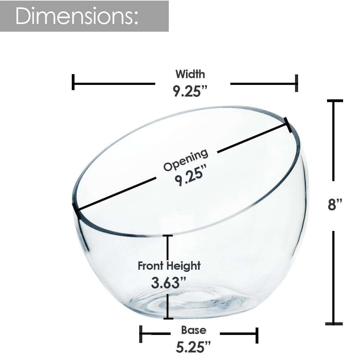 Craft And Party, Slantted Glass Cut Bubble Bowl, 8.5" Height x 10" Width Slantted Bubble vase for Terraium, Flower vase Centerpiece