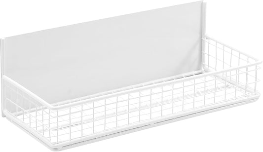 Magnetic Basket, Magnetic Shelf for Fridge, Magnetic Spice Rack for Refrigerator Wire Mesh Magnetic Organizer Holder Accessories for Office Kitchen Classroom Storage,White, 9.44" x 4" x 1.77"