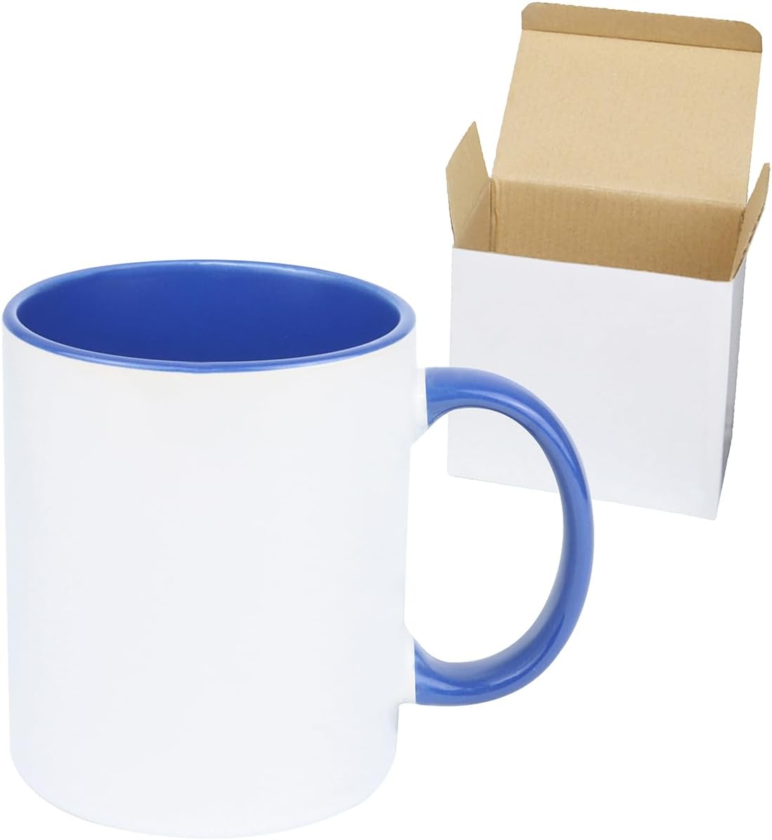 11oz White Ceramic Sublimation Coffee Mug in White Gift Box, 6 New Mixed Colors, Case of 6