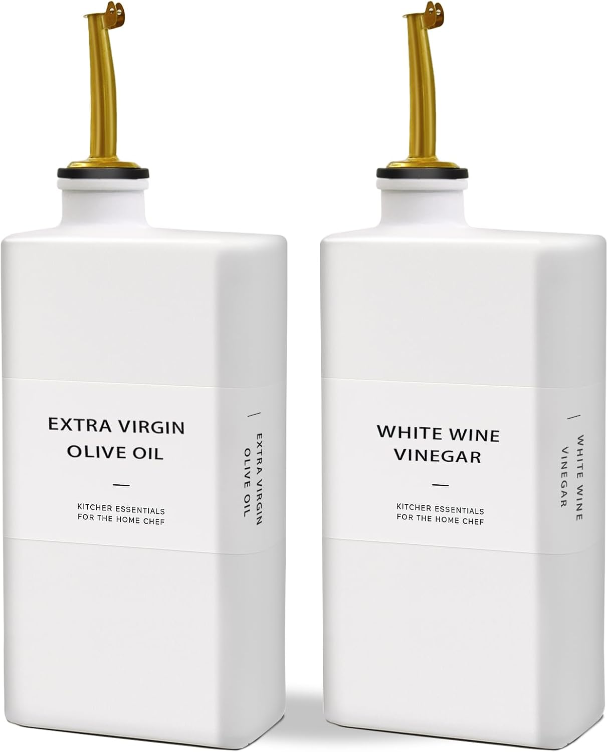 Olive Oil Dispenser Bottle for Kitchen, 16.9oz Soy Sauce Dispenser, UV Protected Oil&Vinegar Cruet Set, Soy Sauce Dispenser (White, Set of 2)