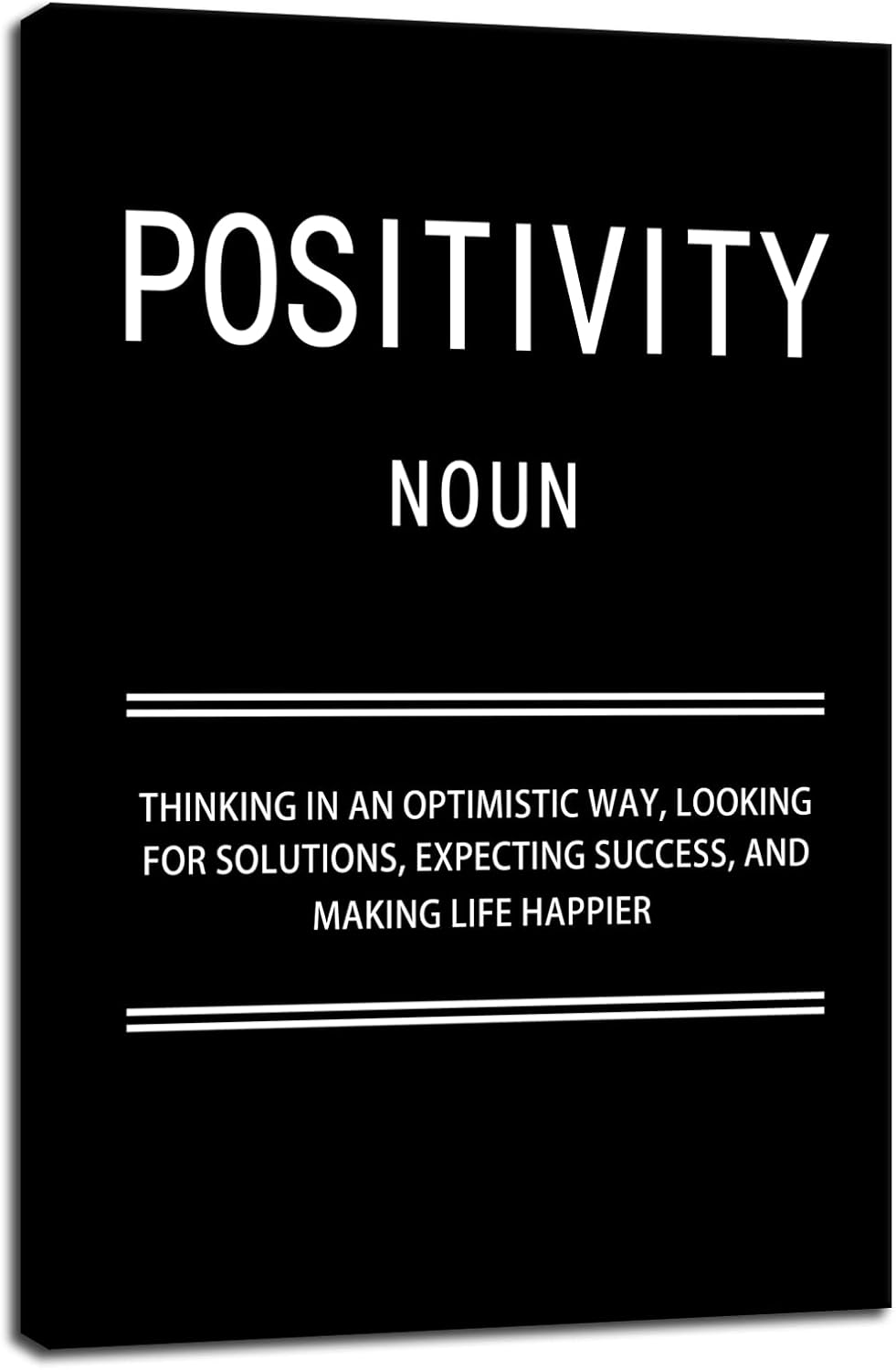 Positivity Noun Inspirational Quotes Wall Art Motivational Canvas Painting Poster Prints Wall Pictures for Living Room Home Decor Office Framed Ready to Hang [24''W x 36''H]