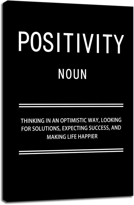 Positivity Noun Inspirational Quotes Wall Art Motivational Canvas Painting Poster Prints Wall Pictures for Living Room Home Decor Office Framed Ready to Hang [24''W x 36''H]