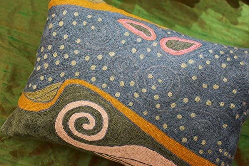 Lumbar Blue Klimt Throw Pillow Cover Art Nouveau Pillowcase Modern Couch Cushion Contemporary Pillowsham Mid Century Chair Farmhouse Cushions Handmade Wool Size 14x20