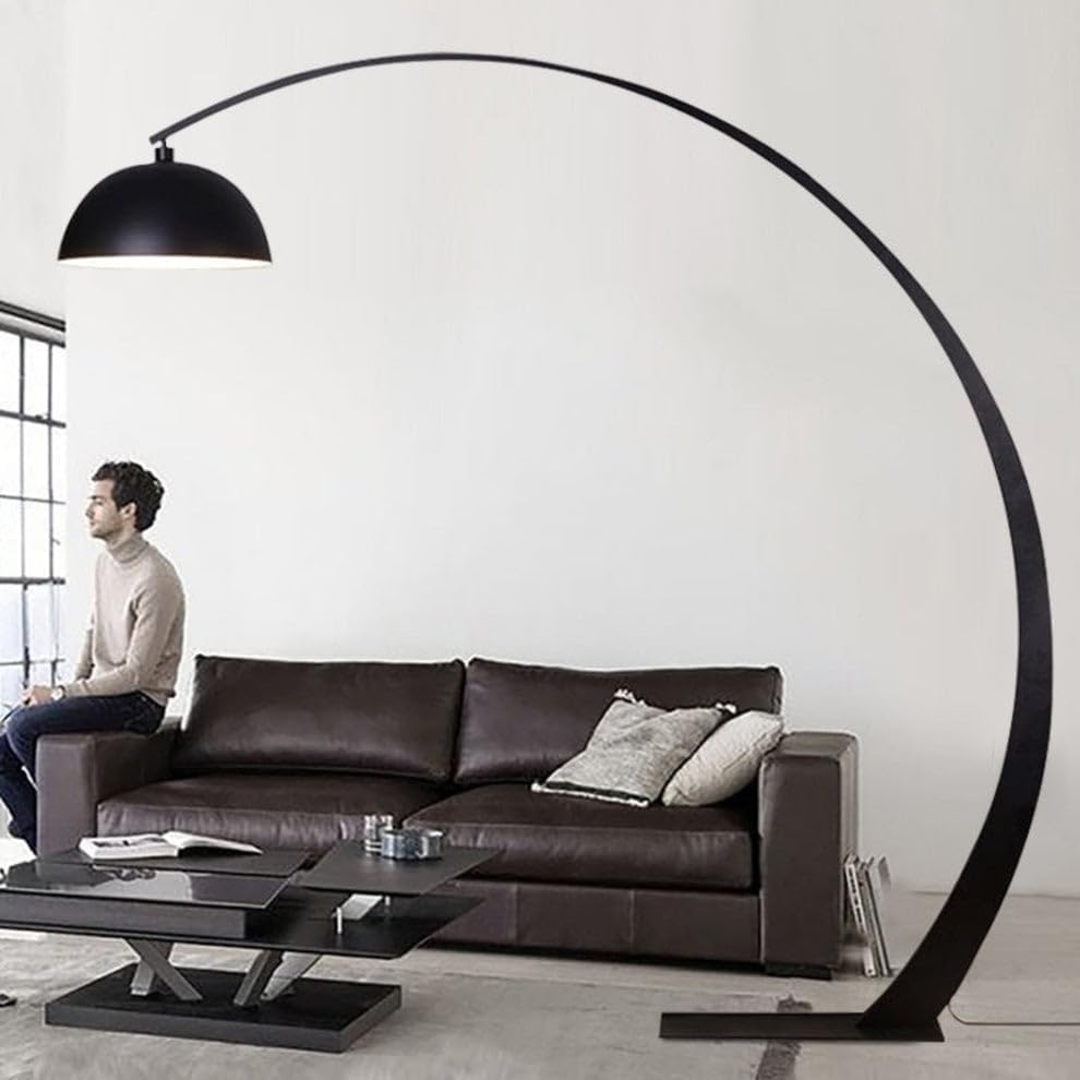 Prismatica | Half Arc Metal Floor Lamp with Brushed Finish | Modern Look for Living Room