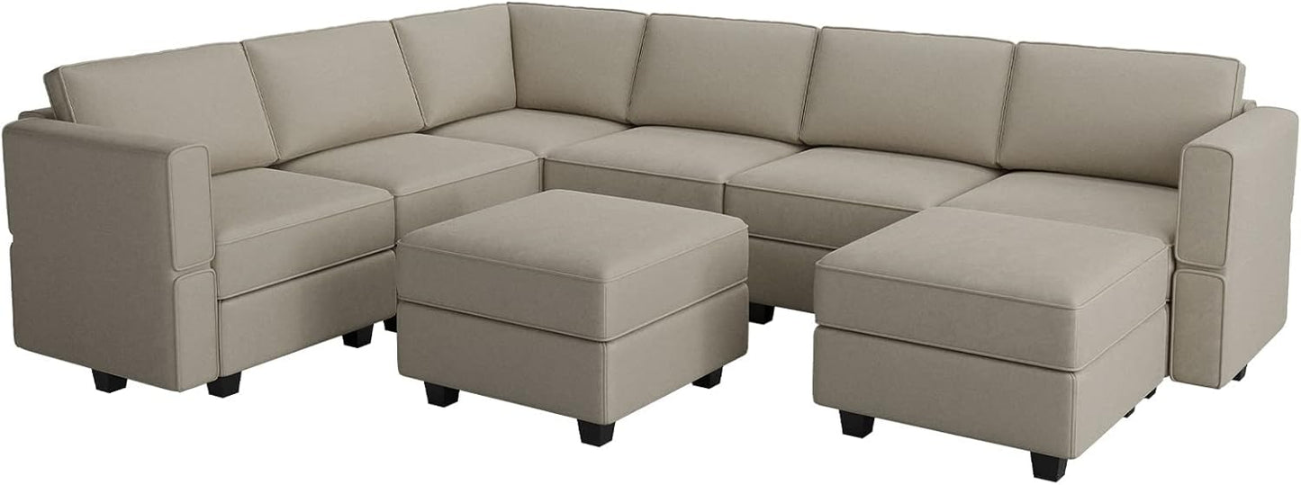 Belffin Modular Sectional Sofa with Storage Seat Oversized U Shaped Couch with Reversible Chaise Sofa Set with Ottoman Velvet Grey